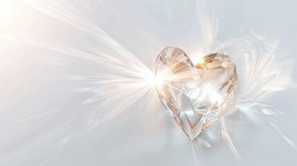 a heart-shaped crystal pulsating with ethereal energy, with tendrils of light radiating outward like waves of emotion