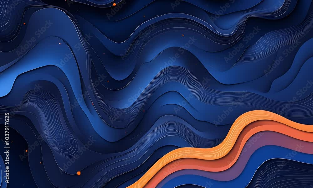 Poster abstract blue wave background with dots and lines for digital technology, data science, or futuristi