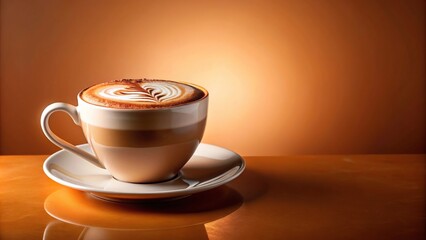 Obraz premium Silhouette cappuccino or hot chocolate isolated on colored background
