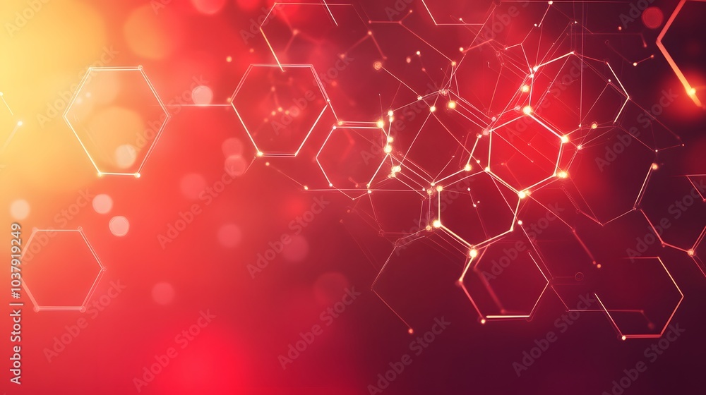 Poster wireless network connection technology background concept. hexagon shapes pattern and connection lin