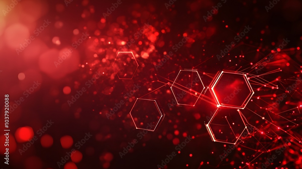 Poster wireless network connection technology background concept. hexagon shapes pattern and connection lin