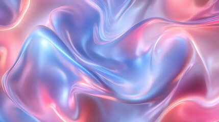 mesmerizing light painting featuring flowing, holographic textures in soft pink and blue hues, creating dreamy and ethereal atmosphere