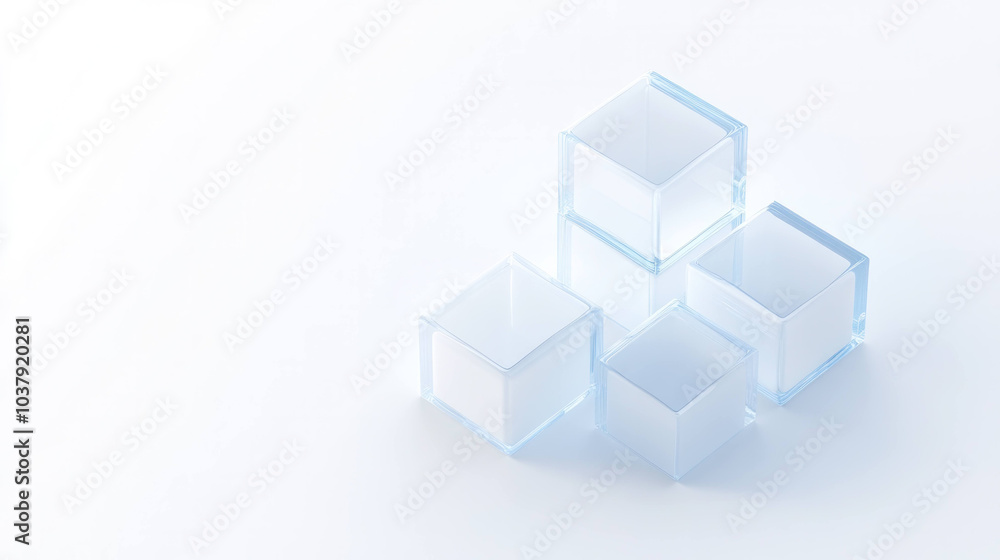 Aufkleber clear glass cubes arranged in minimalist style on white background create serene and modern aestheti