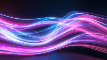 Fototapeta premium Dynamic multi color light trails create abstract visual experience, showcasing vibrant pink and blue hues flowing seamlessly across dark background