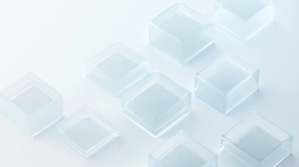 Obraz premium Translucent blocks create serene and modern composition, showcasing their geometric shapes and soft reflections on light background. arrangement evokes sense of calm and minimalism