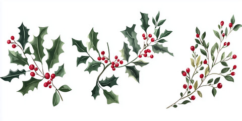 Christmas holly and olive set.