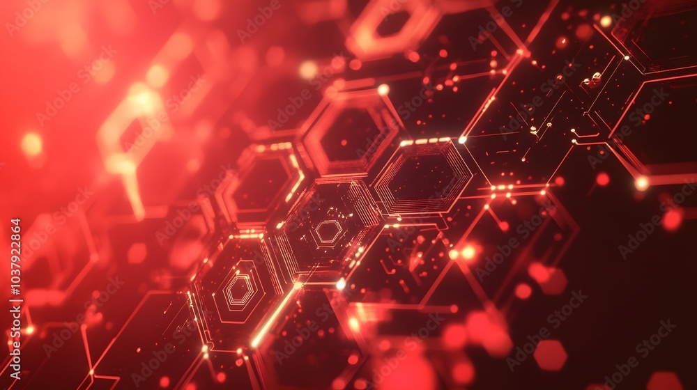 Poster wireless network connection technology background concept. hexagon shapes pattern and connection lin