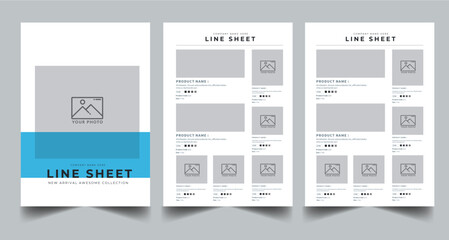  Line Sheet, Product Catalog Design Layout Template With 3 page design concept