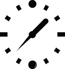 A minimalist black time representation is depicted through a flat vector illustration, characterized by a simple design set against a white background. Adobe Illustrator Artwork