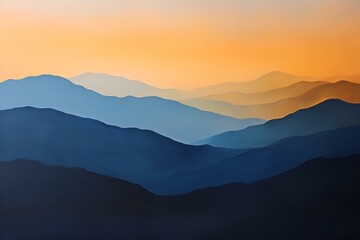 Fototapeta premium A dynamic gradient that starts with dark indigo and transitions through warm orange, yellow, and light blue.