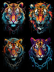 Abstract geometric Tiger head tattoo design
