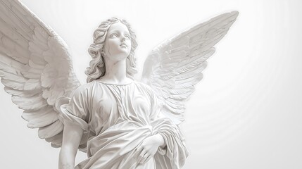Obraz premium White background, stone statues of goddesses, angels, Athena, beautiful women, Generative AI.白い背景、女神の石像、天使の石像、アテナの石像、美女の石像、Generative AI