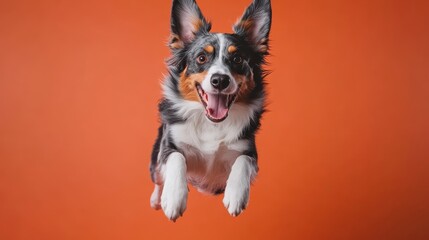 Fototapeta premium Agile Australian Shepherd in Airborne Action