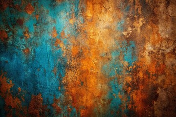 Moody and grainy background texture in rich brown, orange, blue, and teal tones, ideal for vintage and grunge-inspired