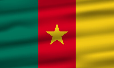 Cameroon national flag with waving background