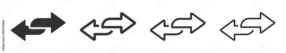Poster double arrow icons in set. double arrow in different directions vector signs. double arrow icon. exc