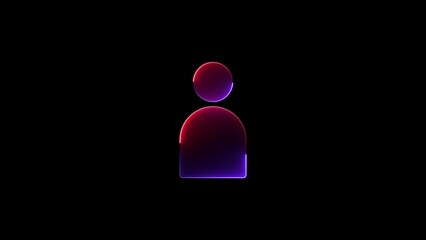 glowing neon profile illustration icon. Contact icon with neon sign on a black background.	