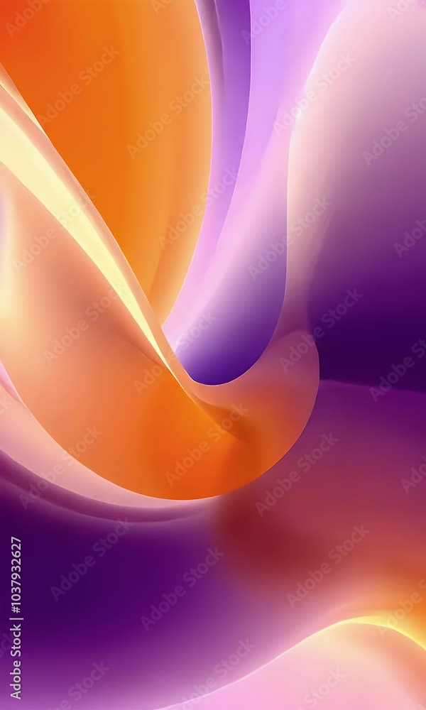 Poster a 3d wave orange and purple gradient background with an abstract shape