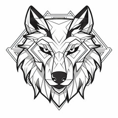 Obraz premium Wolf head geometric tattoo design