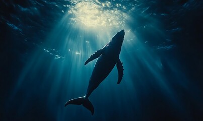  humpback whale swimming under the ocean, Generative AI