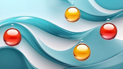 Glass balls floating on Swirling background