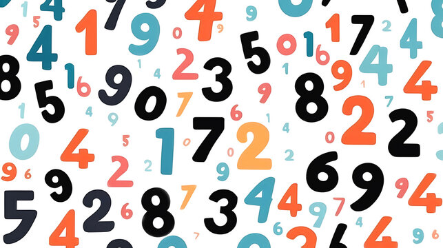 Multicolored number pattern on white background