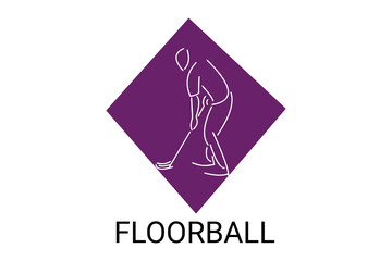floorball sport vector line icon. an athlete playing floorball. sport pictogram, vector illustration.