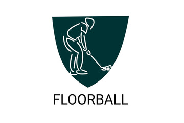 floorball sport vector line icon. an athlete playing floorball. sport pictogram, vector illustration.