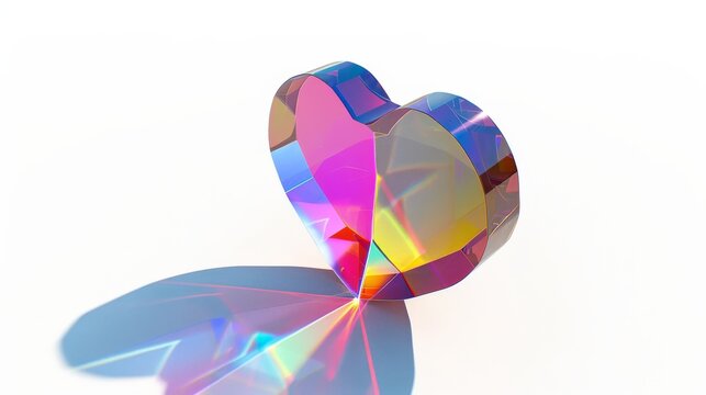 a heart-shaped prism refracting light into a spectrum of emotions, with each color representing a different aspect of love