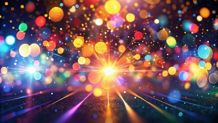 Obraz premium Stunning 4K footage of colorful abstract particles and flares illuminated by emergency lights, set against a striking