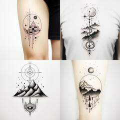 Mountain geometric tattoo design