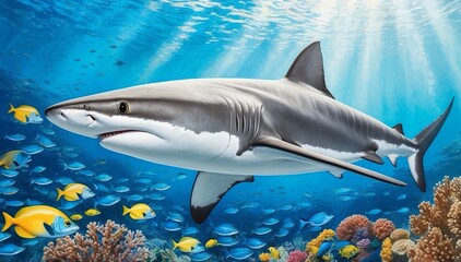 Obraz premium shark in aquarium