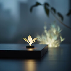 A glowing plant brings nature and light together in serene elegance.