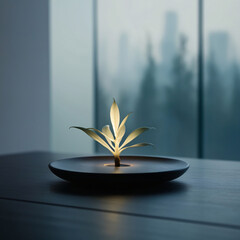 A glowing plant brings nature and light together in serene elegance.
