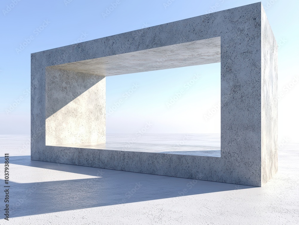 Poster modern 3d architectural frame in open space