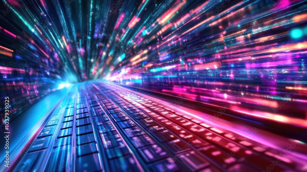 Poster A computer keyboard with a colorful background