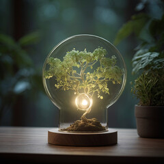 A glowing plant brings nature and light together in serene elegance.
