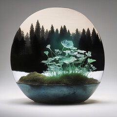 A glowing plant brings nature and light together in serene elegance.