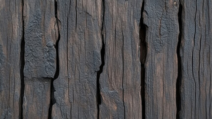 Fototapeta premium Distressed wooden surface with deep grooves and texture, showcasing natural aging and rustic charm. rich tones and unique patterns evoke sense of history and warmth