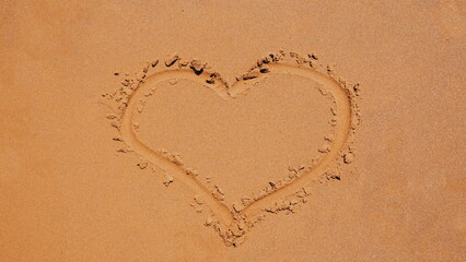 Heart Shape Sandy Closeup Warm Brown Textured Simple Romantic Natural