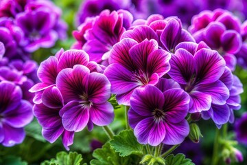 Purple geranium flowers with soft pink petals close-up