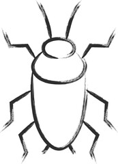 筆書きミニ昆虫の単品アイコン　ゴキブリ