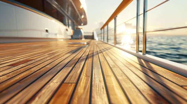 Background texture of teak wood deck. wood decking on a luxury yacht. Yachting concept