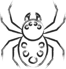 筆書きミニ昆虫の単品アイコン　ハエトリグモ