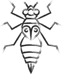 筆書きミニ昆虫の単品アイコン　ヤゴ