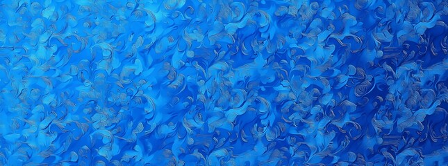 Beautiful Blue Abstract Design with Floral Elements and Waves