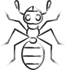 筆書きミニ昆虫の単品アイコン　蟻
