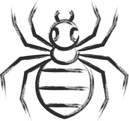 筆書きミニ昆虫の単品アイコン　蜘蛛