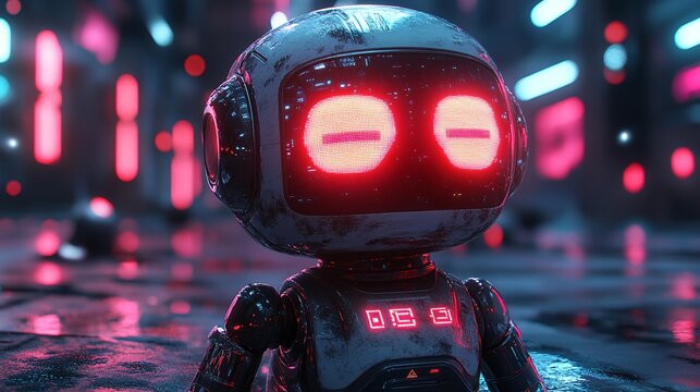 Futuristic AI Robot with Glowing Interface