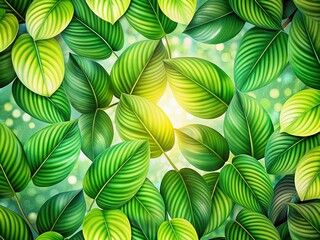 Fototapeta premium This elegant design features seamless tropical green leaves on a clean white background, ideal for nature-inspired